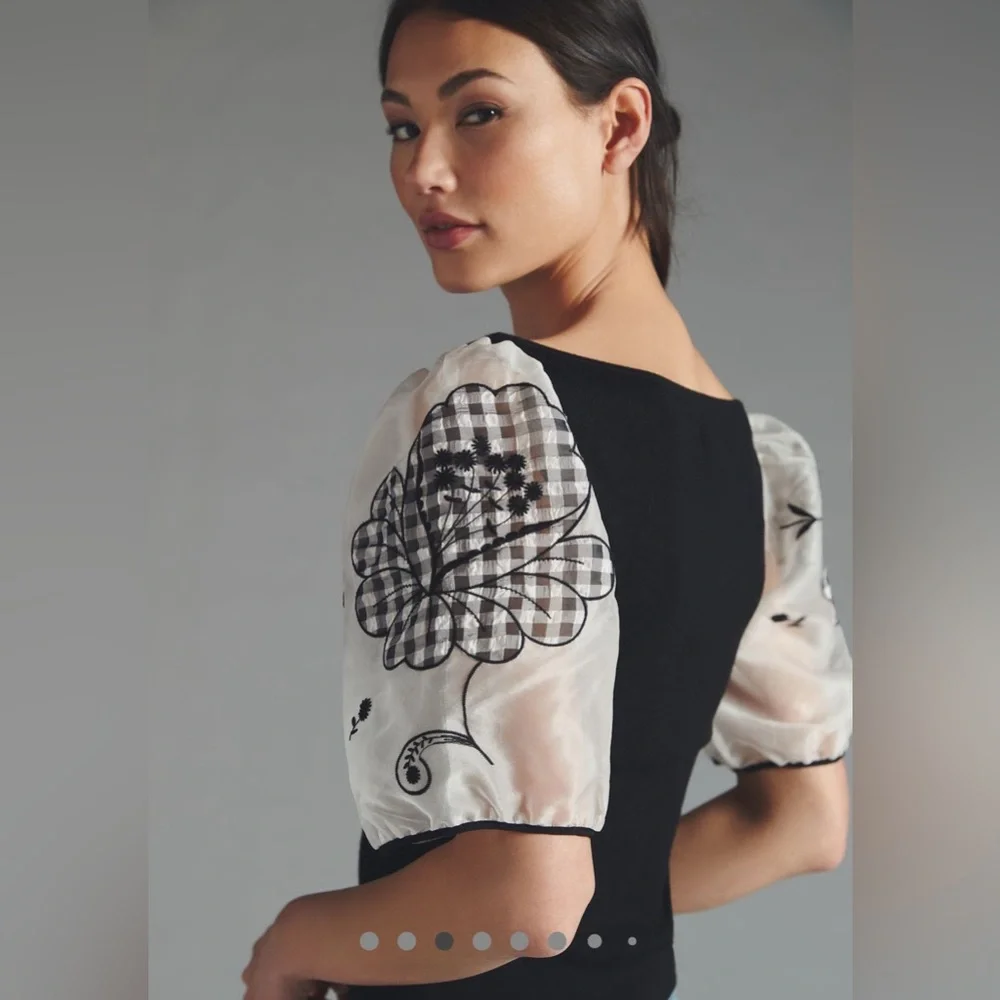 Maeve NWT Silk Puff Sleeve Sweater Top- Size Large petite - Picture 7 of 7